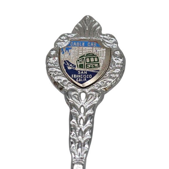 San Francisco Cable Car Souvenir Collector Spoon Silver Tone Enamel Gift Boxed - Picture 5 of 5